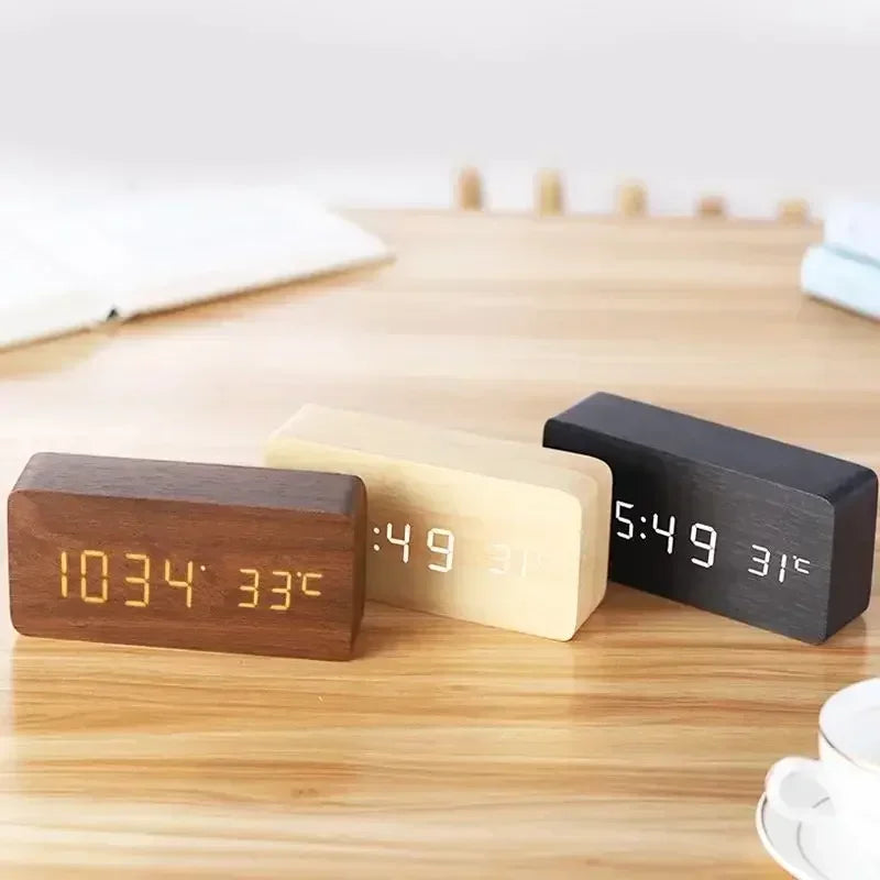 Wooden digital alarm clock with LED - Upgrade your routine with modern design