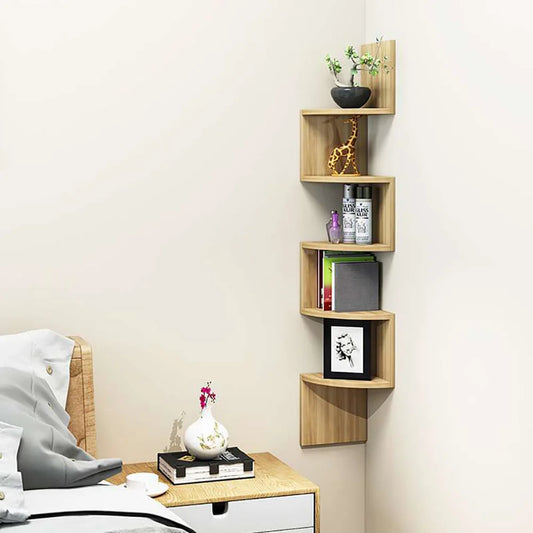 Wooden floating corner shelf - Turn Empty Corners into Pure Style