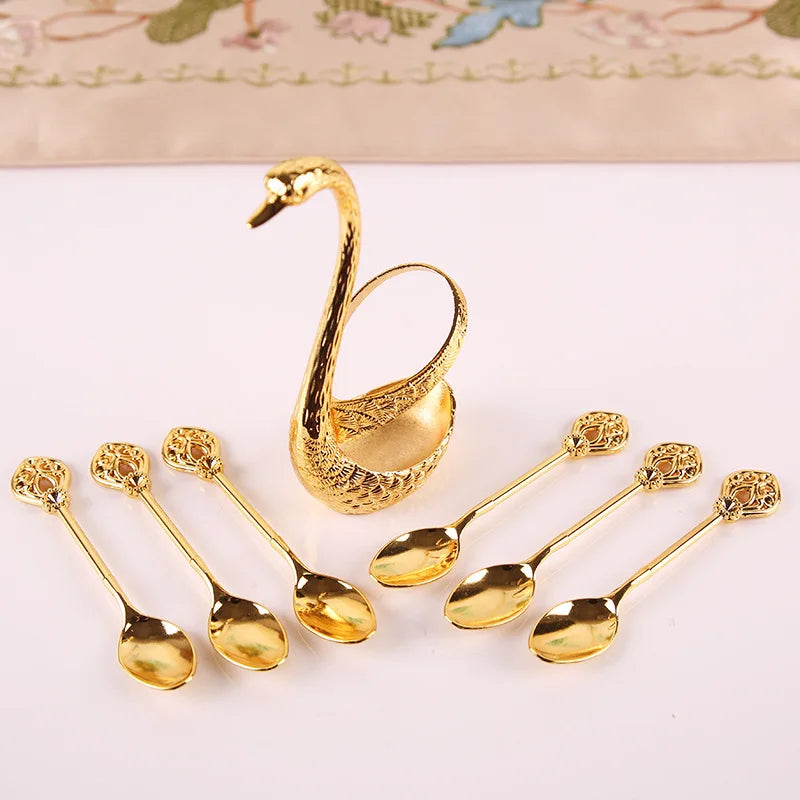 Swan Cutlery Set for Cake, Coffee, Tea and Dessert, 7 Pieces – Elegance in Every Detail