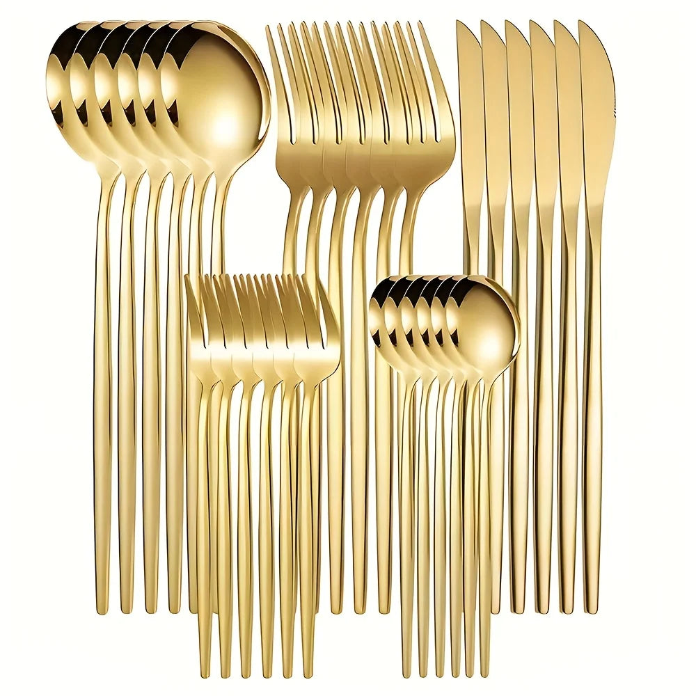 30-Piece Gold Cutlery Set – Elegance on Your Table