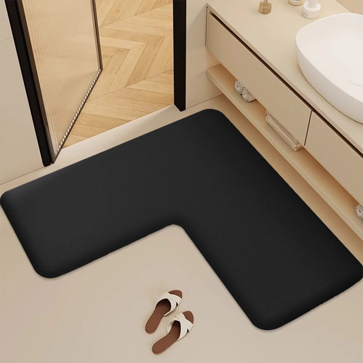 Bathroom Mat in L Shape – Elegance, Protection & Practicality