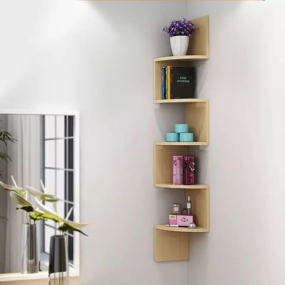 Wooden floating corner shelf - Turn Empty Corners into Pure Style