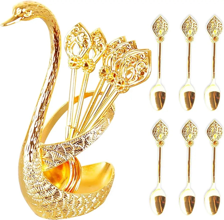 Swan Cutlery Set for Cake, Coffee, Tea and Dessert, 7 Pieces – Elegance in Every Detail