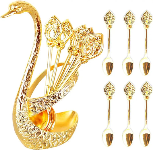 Swan Cutlery Set for Cake, Coffee, Tea and Dessert, 7 Pieces – Elegance in Every Detail
