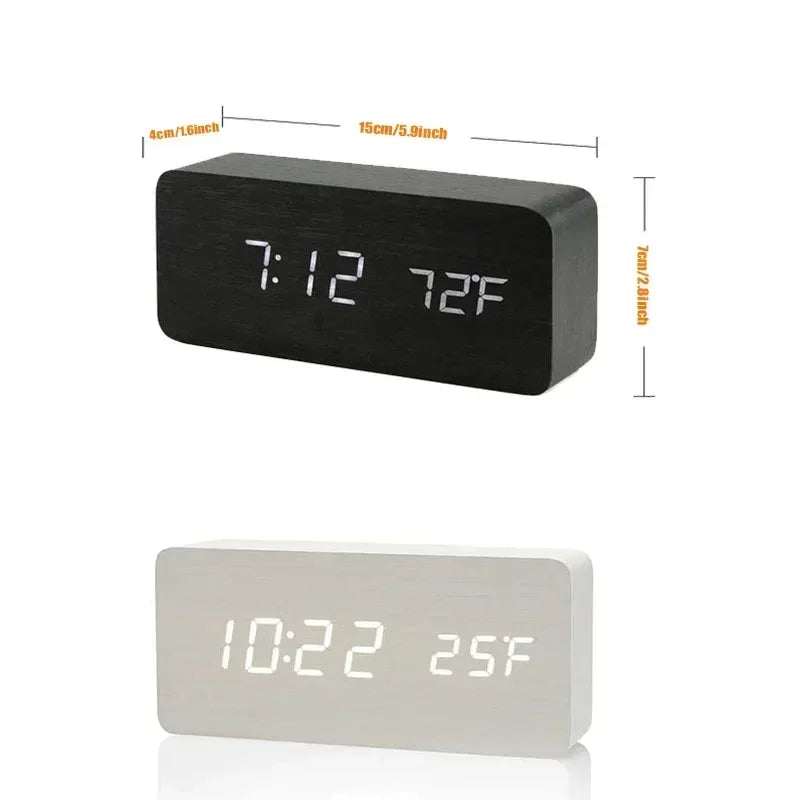 Wooden digital alarm clock with LED - Upgrade your routine with modern design