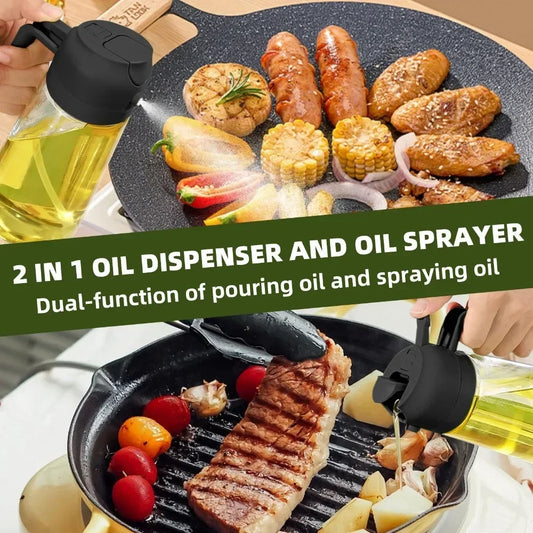 2-in-1 Oil Dispenser & Spray – More Flavor, Less Waste