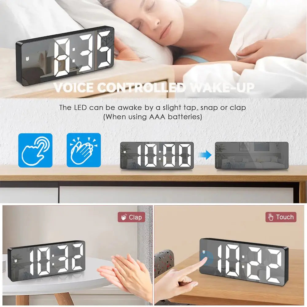 Voice Control Digital Alarm Clock - Style and Organization for Your Routine