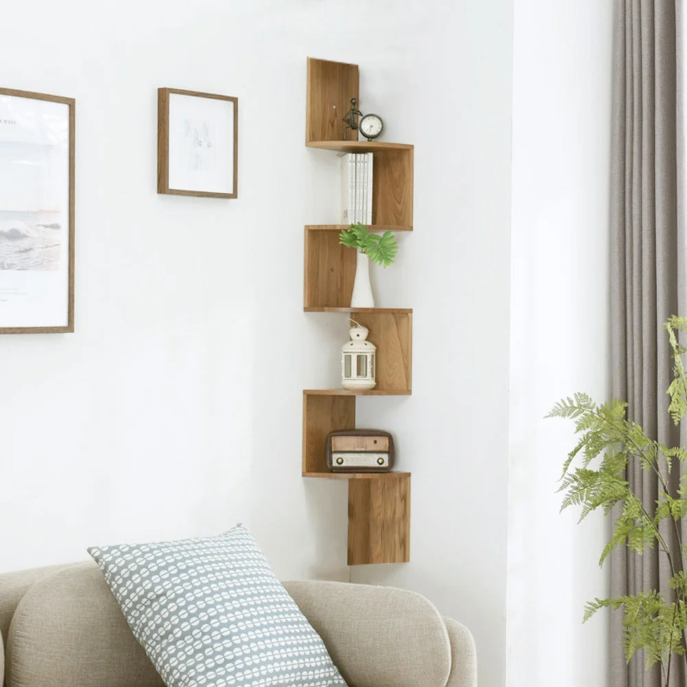 Wooden floating corner shelf - Turn Empty Corners into Pure Style