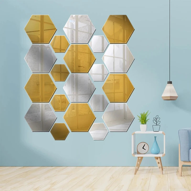 Geometric Mirror Wall Stickers, 12 pieces - Your Home Deserves This Shine!
