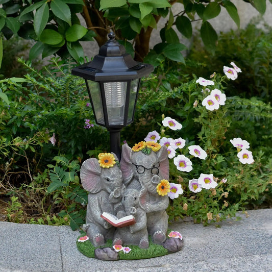 Solar Elephant Family Lamp – Charm & Magic for Your Garden