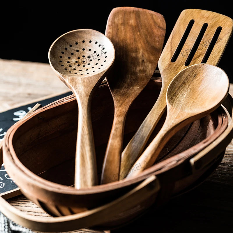 Gourmet Wooden Utensil Kit – 9 Essential Tools for Everyday Cooking