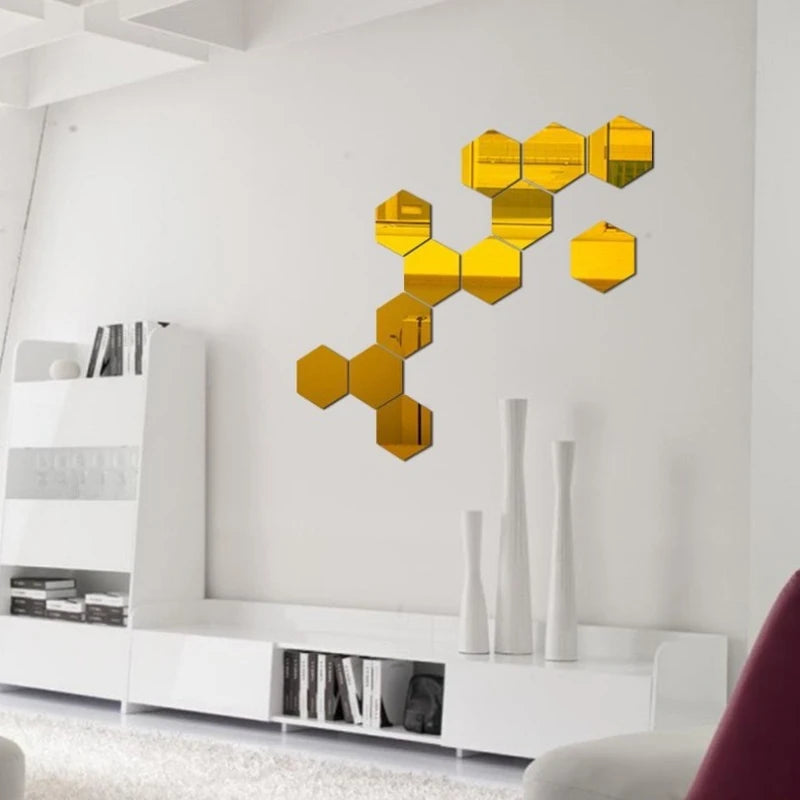Geometric Mirror Wall Stickers, 12 pieces - Your Home Deserves This Shine!