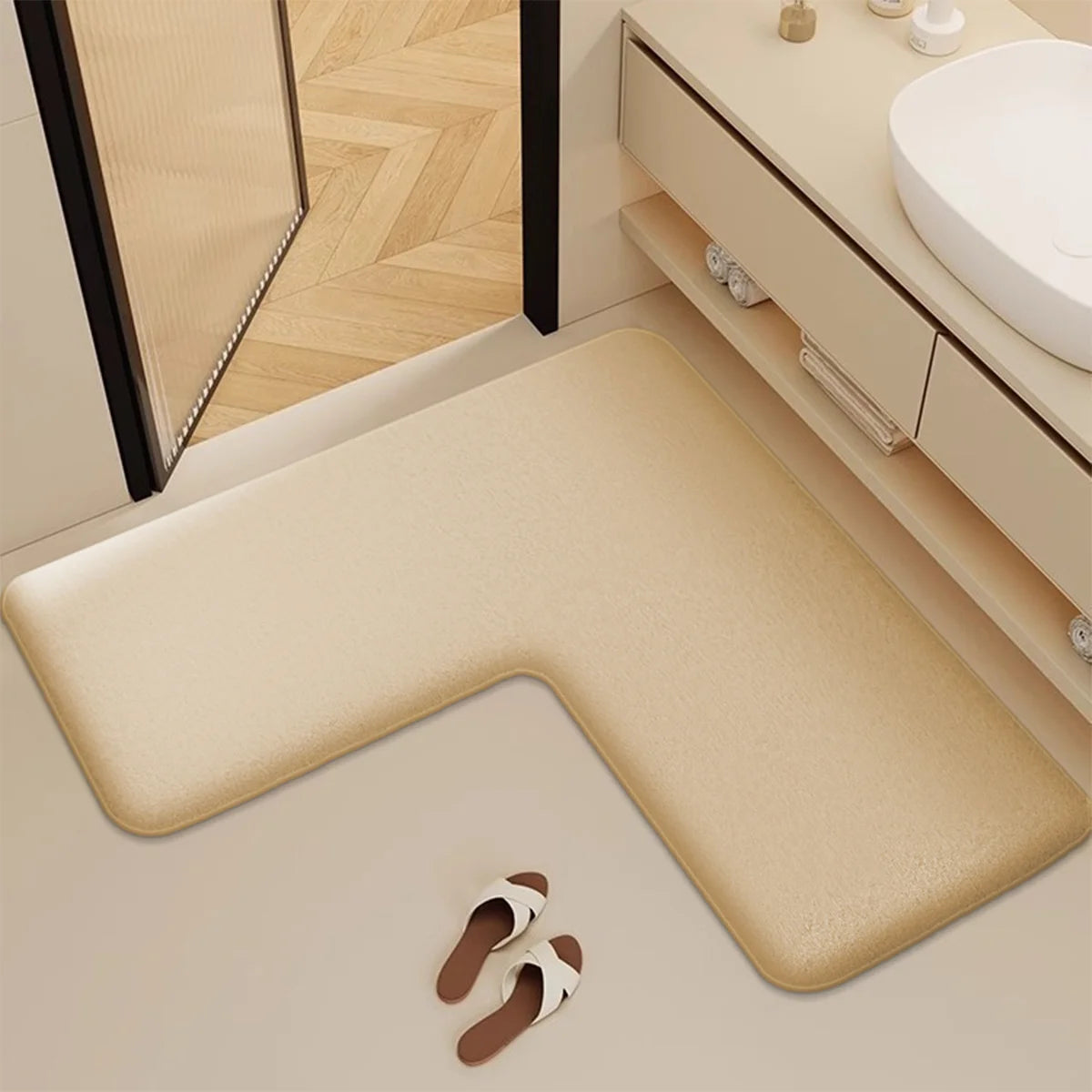 Bathroom Mat in L Shape – Elegance, Protection & Practicality
