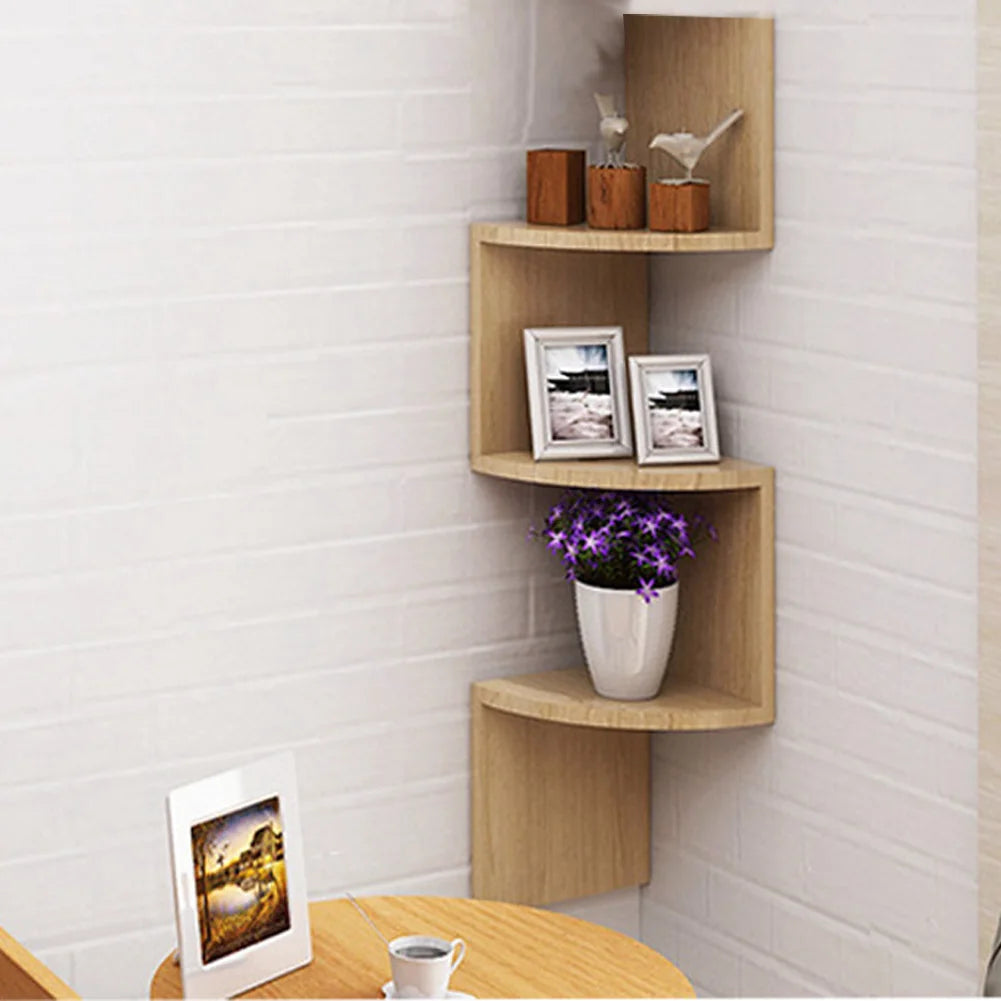 Wooden floating corner shelf - Turn Empty Corners into Pure Style