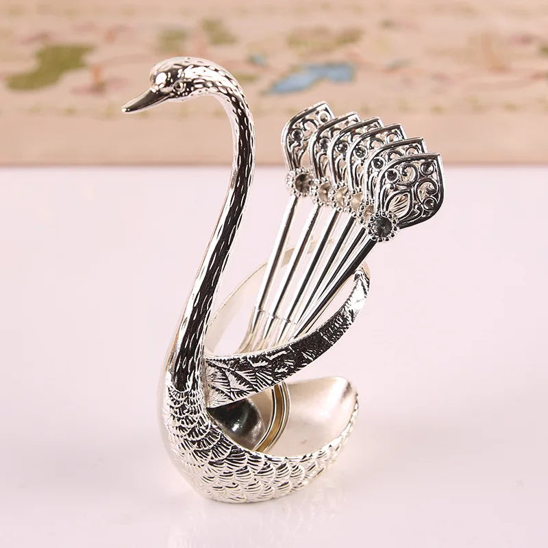 Swan Cutlery Set for Cake, Coffee, Tea and Dessert, 7 Pieces – Elegance in Every Detail