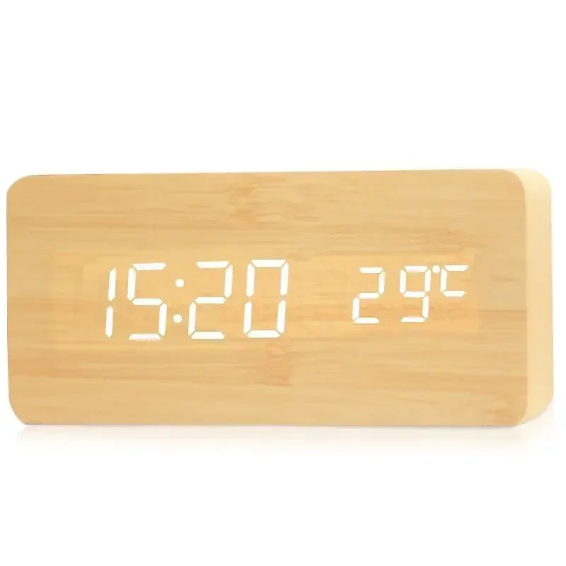 Wooden digital alarm clock with LED - Upgrade your routine with modern design