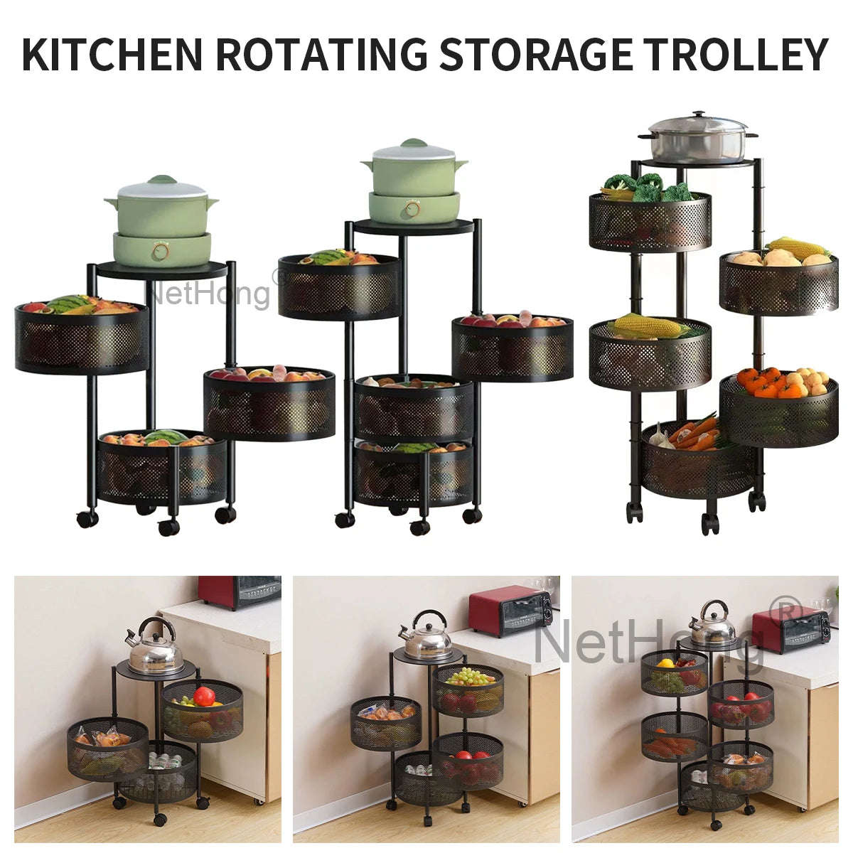 Stackable Basket Trolley – Tidy Up Your Kitchen