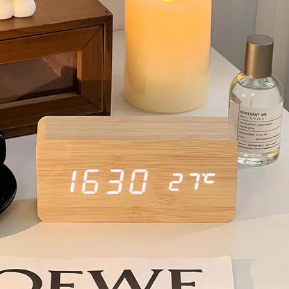 Wooden digital alarm clock with LED - Upgrade your routine with modern design