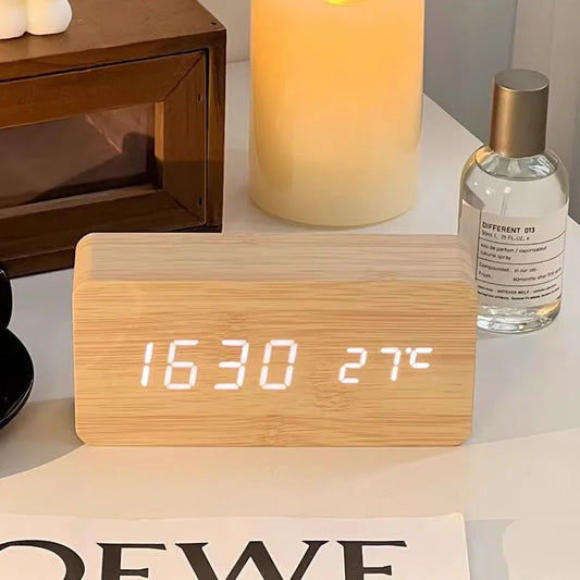 Wooden digital alarm clock with LED - Upgrade your routine with modern design