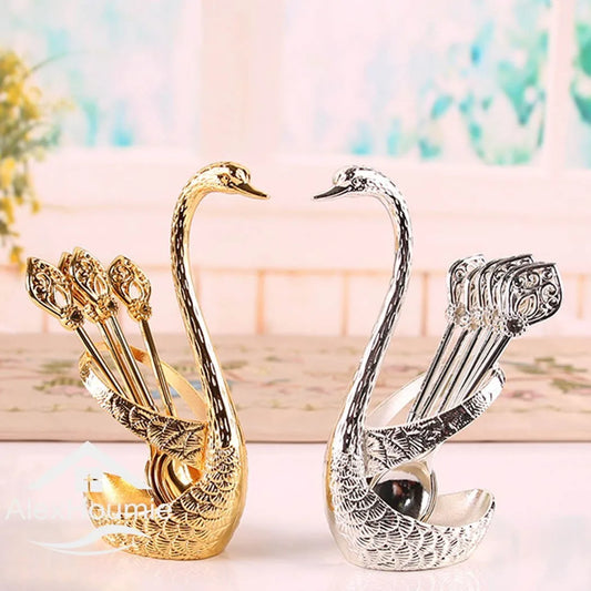 Swan Cutlery Set for Cake, Coffee, Tea and Dessert, 7 Pieces – Elegance in Every Detail