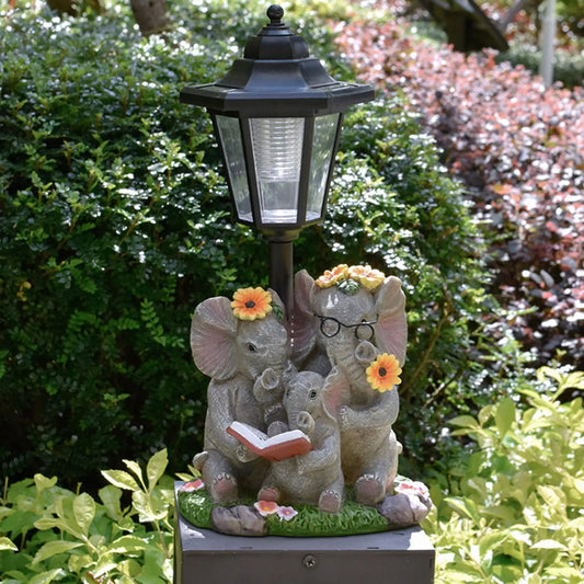 Solar Elephant Family Lamp – Charm & Magic for Your Garden