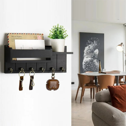 Rustic wooden key holder with shelf - Organize with Style and Practicality