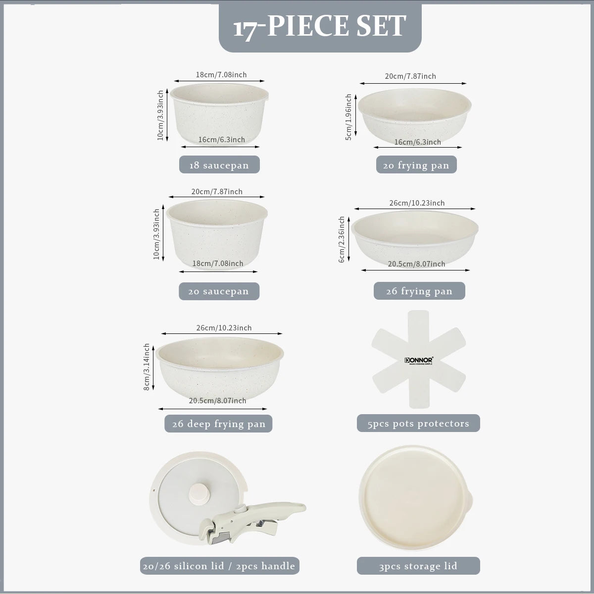 Non-stick Cookware Kitchenware Die Cast Aluminum Pot Set Support Induction